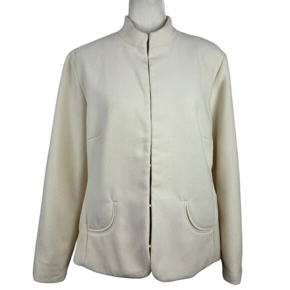 Chicos Mandarin Collar Blazer Jacket Size XL 16 Off White Lined Career Job - Picture 1 of 13